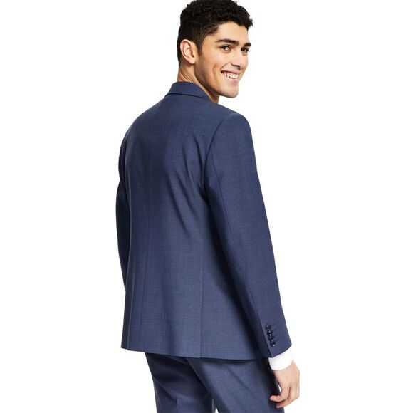 Bar III Mens Slim-Fit Wool Blend Sharkskin Suit Jacket 46 Long Blue - NWT $425 - Picture 3 of 5